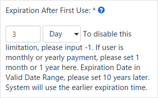 Expiration after first use