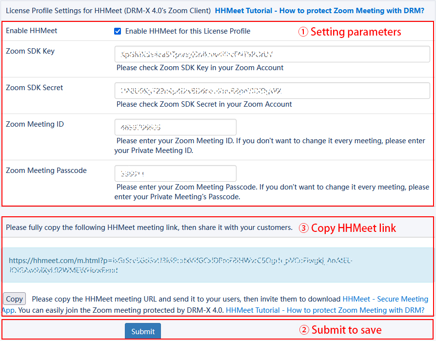 HHMeet License profile settings