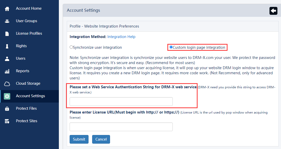 Integration Preferences Settings
