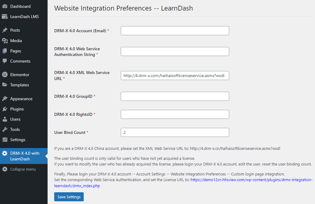 LearnDash Plugin Settings