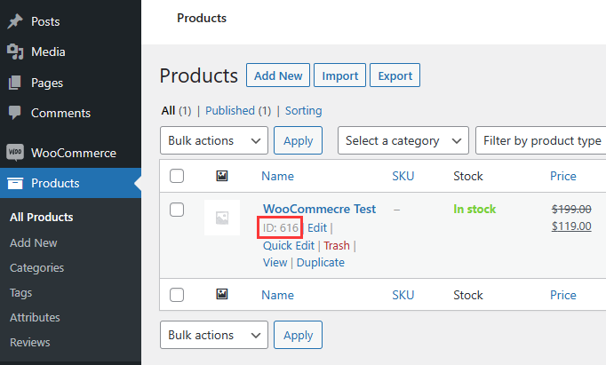 Add WooCommerce Product ID