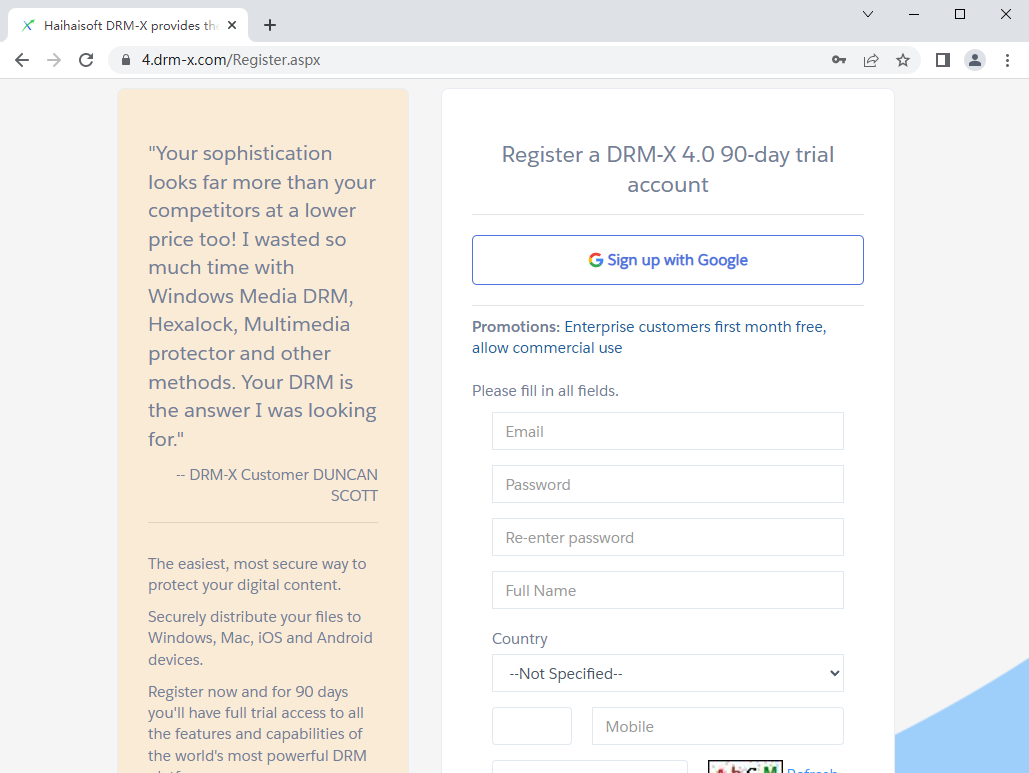 Register DRM-X Account